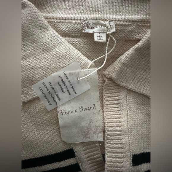 Black and Cream Striped Sweater - Picture 4 of 6